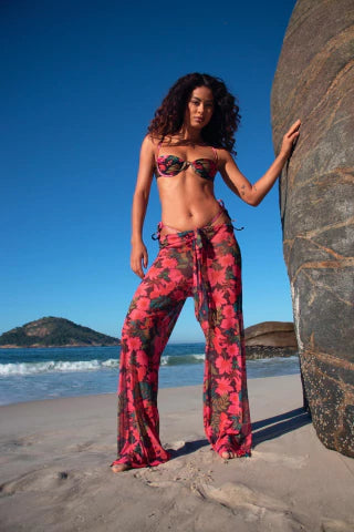 CALÇA TULE FLOWER - ESTAMPA EXCLUSIVA