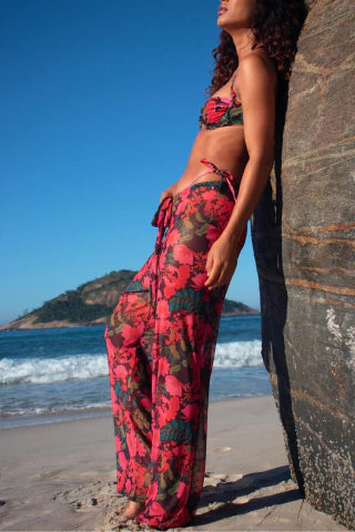 CALÇA TULE FLOWER - ESTAMPA EXCLUSIVA