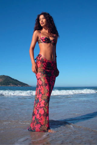 SAIA LONGA TULE FLOWER - ESTAMPA EXCLUSIVA