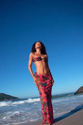 SAIA LONGA TULE FLOWER - ESTAMPA EXCLUSIVA